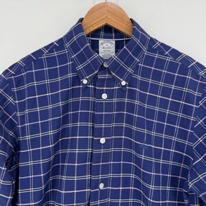 Brooks Brothers Regent Fit Mens Medium Plaid Button Down Supima Cotton Shirt